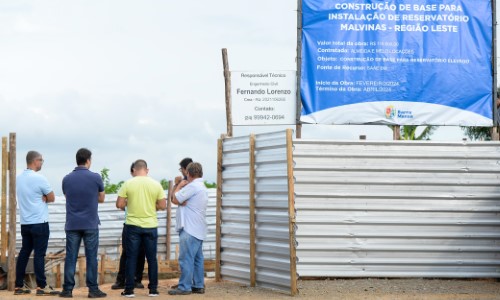 Prefeito de BM confere obras de construção de reservatório de água na Região Leste